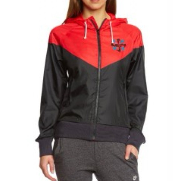 Nike Track and Field Pinwheel Red Windbreaker Zip Up Jacket Size Large Running - Picture 1 of 16